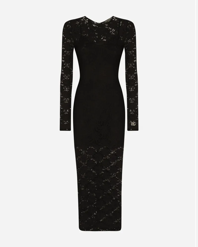 Dolce & Gabbana Langes Kleid Aus Spitze - Frau Kleider Schwarz Schwarz