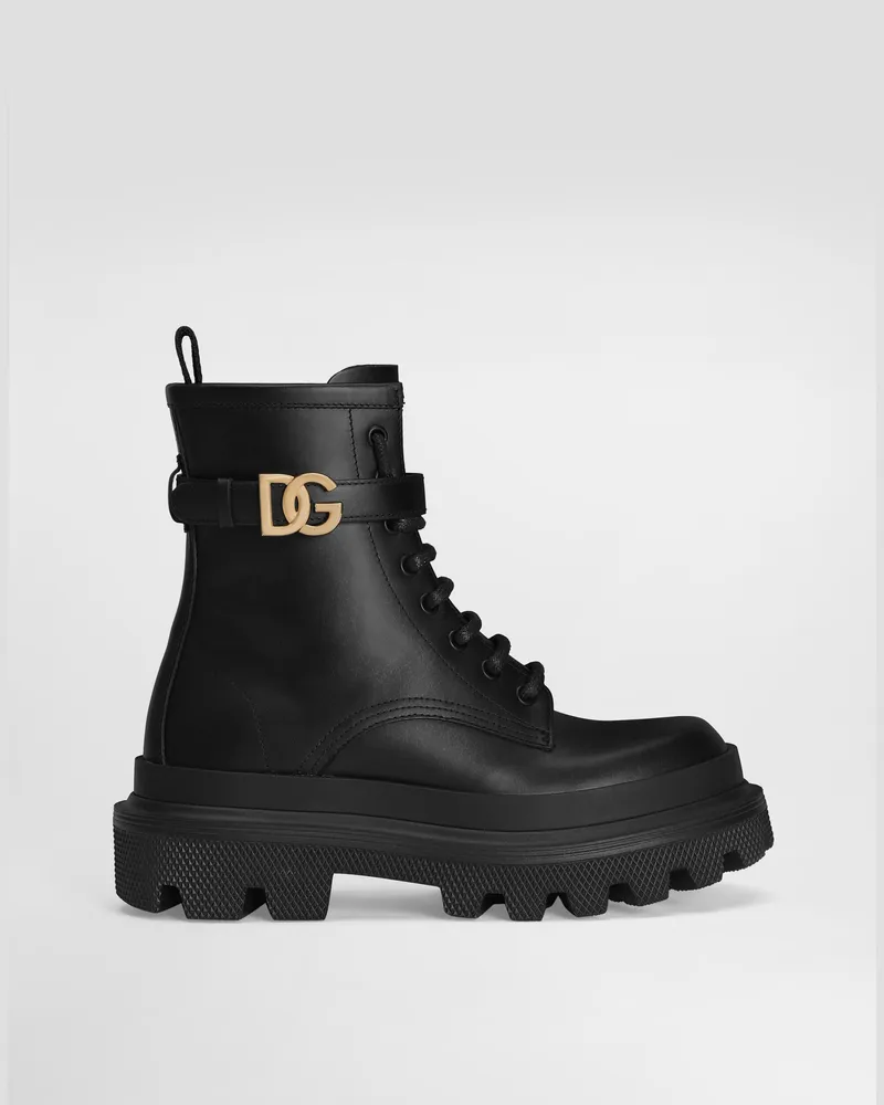 Dolce & Gabbana Stiefelette Aus Kalbsleder - Frau Stiefel Und Siefeletten Schwarz Leder Schwarz
