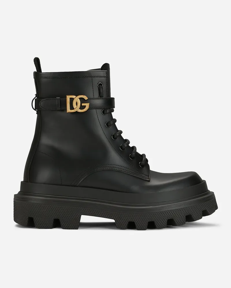 Dolce & Gabbana Stiefelette Aus Kalbsleder - Frau Stiefel Und Siefeletten Schwarz Leder Schwarz