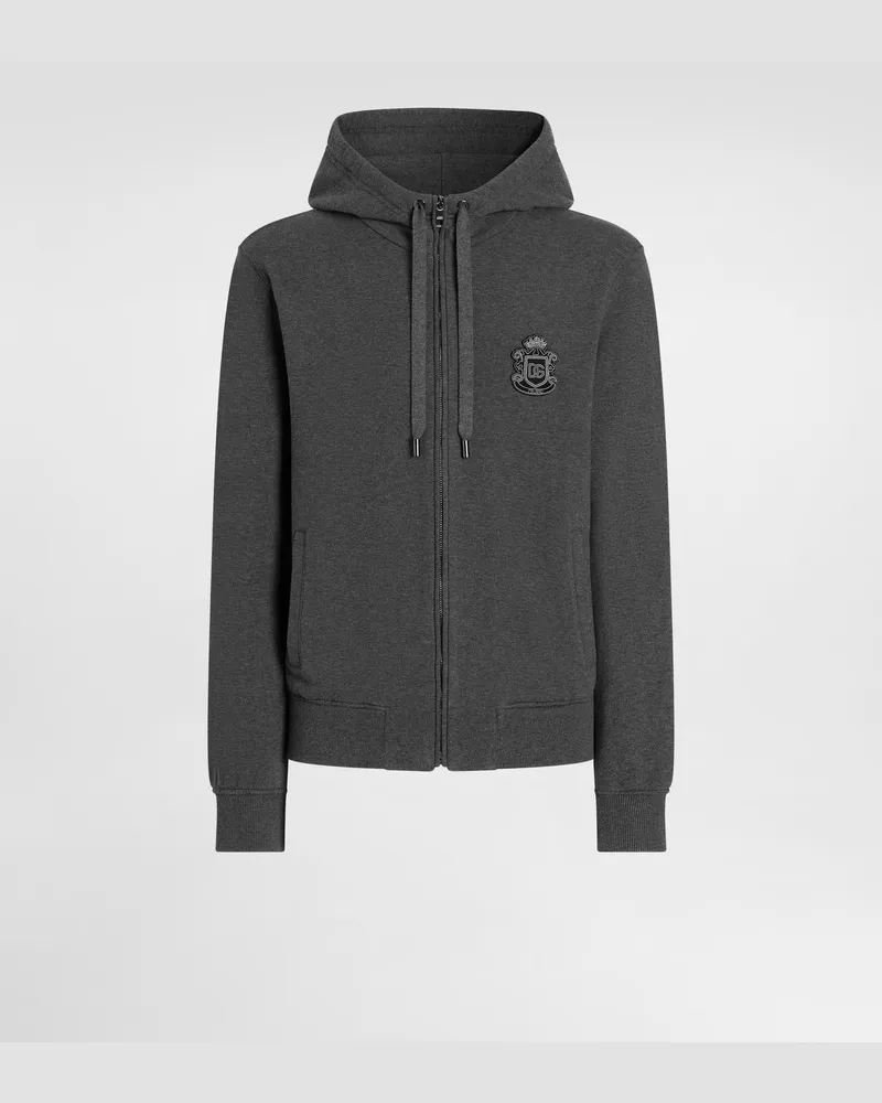 Dolce & Gabbana Jersey Sweatshirt With Heraldic Patch - Mann Sweatshirts Grau Grey