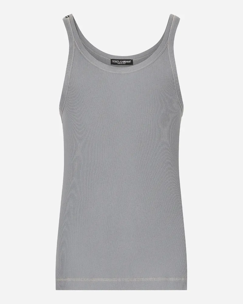 Dolce & Gabbana Geripptes Tanktop Aus Baumwolle - Mann T-shirts Und Polos Grau Baumwolle Grau