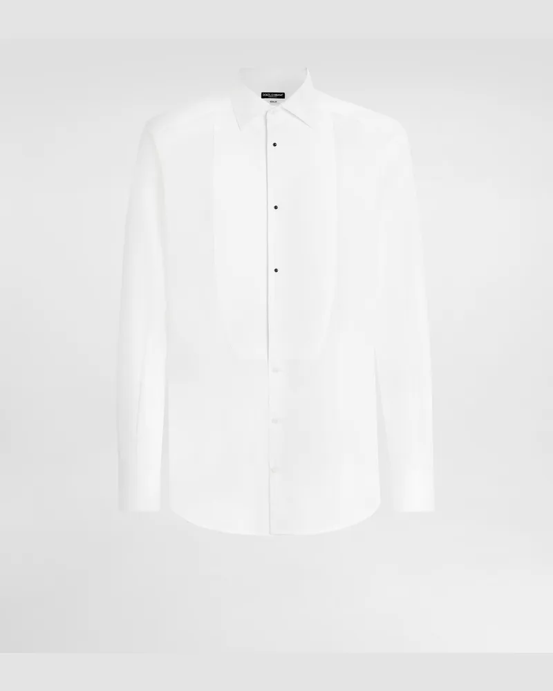 Dolce & Gabbana Smokinghemd Gold Aus Baumwolle - Mann Hemden Wei� Baumwolle Weiss