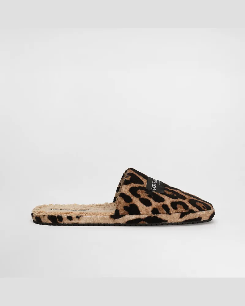 Dolce & Gabbana Leo-print Dg Hotel Terry Slippers - Mann Sandalen Und Slides Mehrfarbig Mehrfarbig