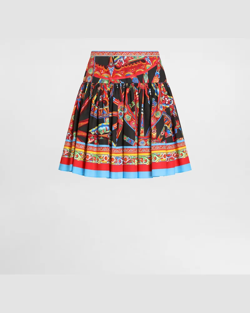 Dolce & Gabbana Minirock Aus Popeline Mit Carretto-print - Frau Röcke Mehrfarbig Mehrfarbig
