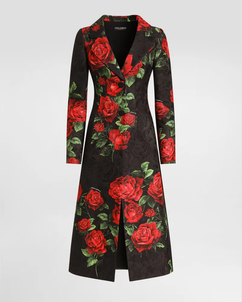Dolce & Gabbana Mantel Aus Brokat Mit Rosenprint - Frau Mäntel Und Jacken Mehrfarbig Mehrfarbig