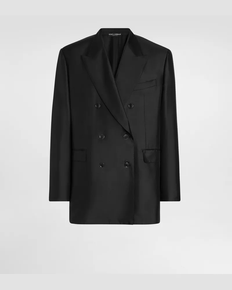 Dolce & Gabbana Jacke Sicilia Light Aus Seidentwill Mit Doppelreihiger Knopfleiste - Mann Anzüge Und Blazer Schwarz Schwarz