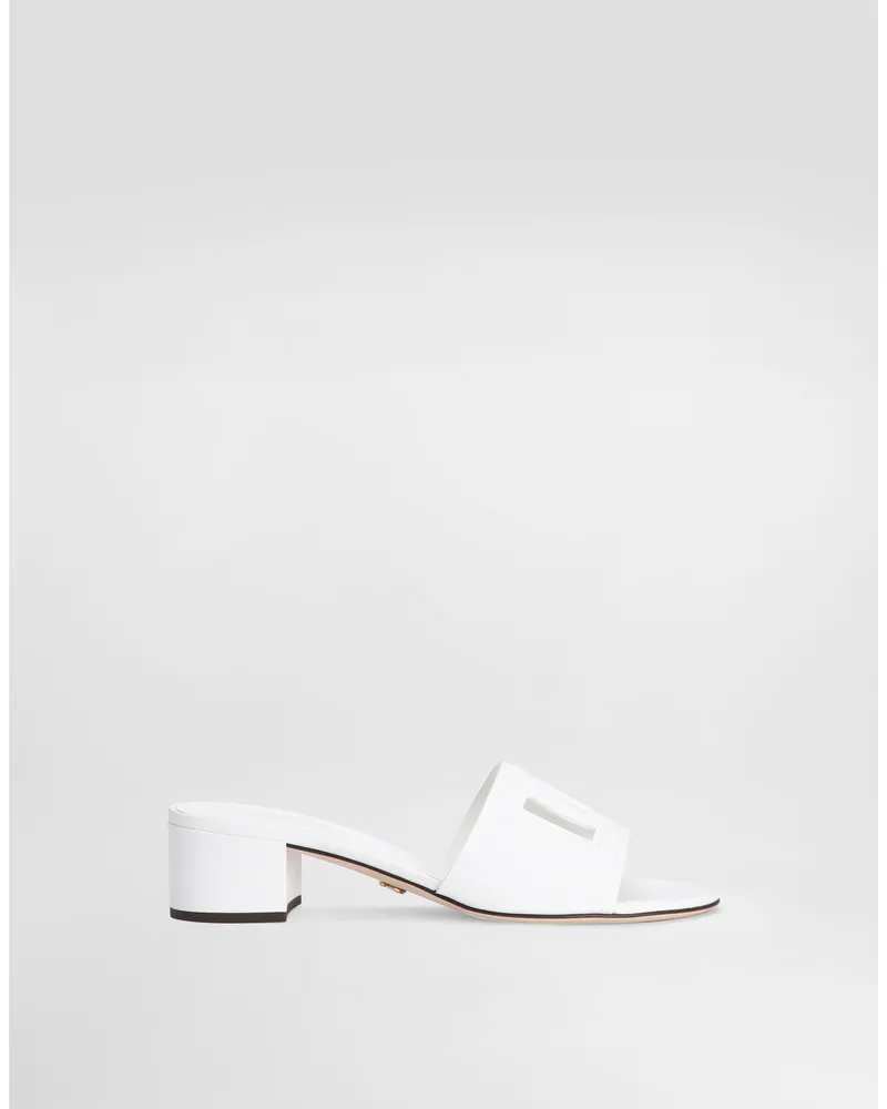 Dolce & Gabbana Mules Aus Kalbsleder - Frau Pantoletten Und Mules Wei� Leder White