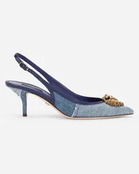 Dolce & Gabbana SLINGBACK DEVOTION AUS DENIM-PATCHWORK Blau