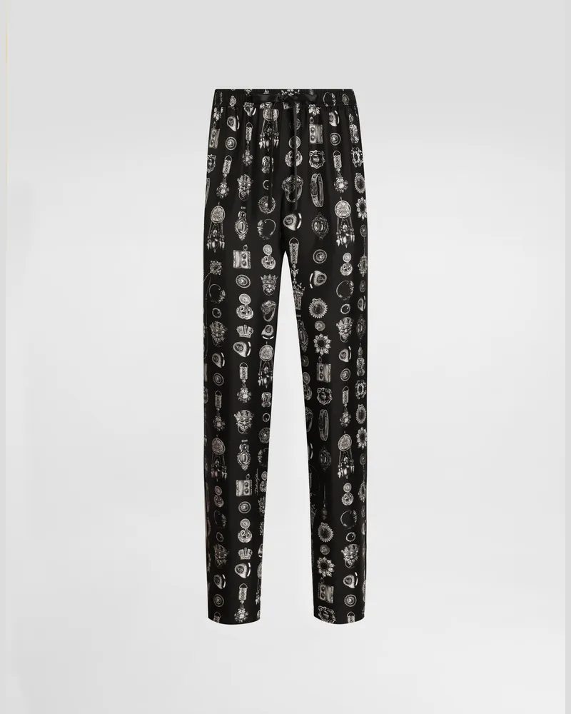 Dolce & Gabbana Hose Aus Twill Mit Schmuck-print - Mann Hosen Und Shorts Drucken Drucken