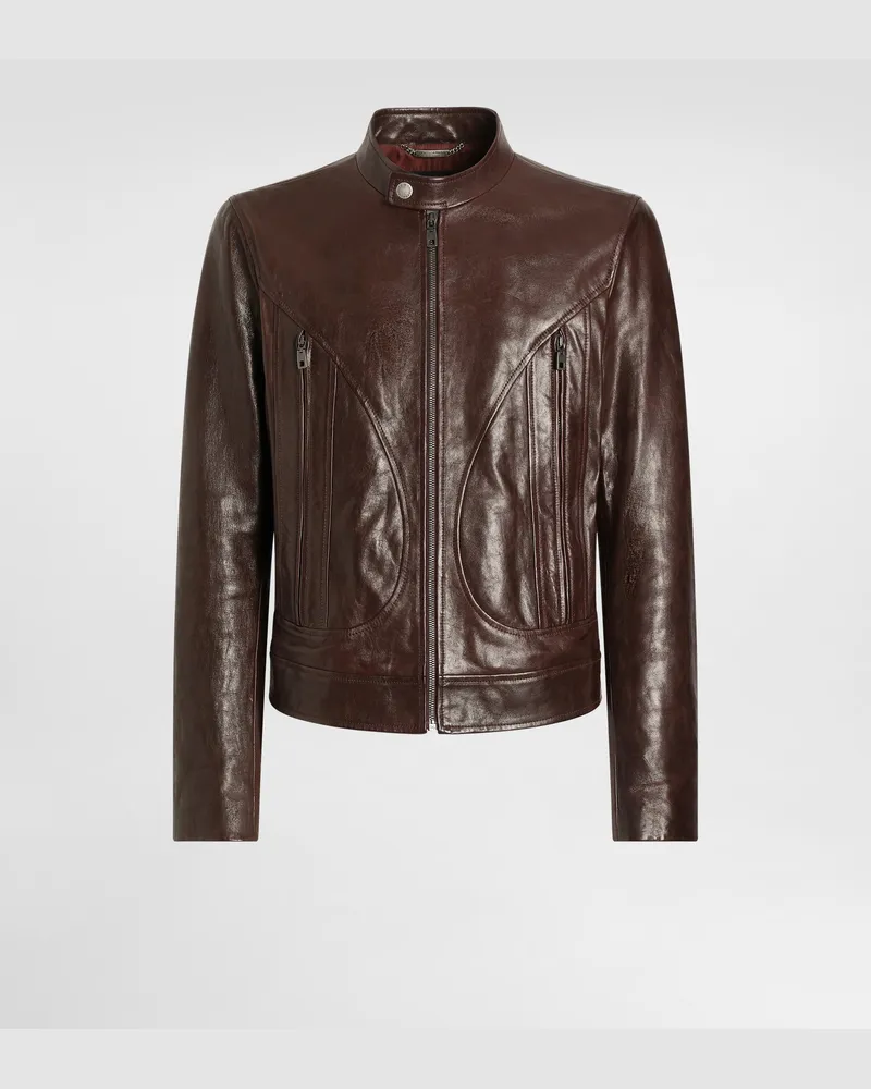Dolce & Gabbana Lambskin Nappa Leather Jacket - Mann Mäntel Und Jacken Purple Purple