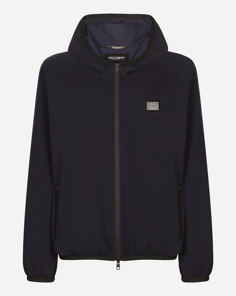 Dolce & Gabbana Jacke Aus Jersey Mit Kapuze - Mann Mäntel Und Jacken Blau Blau