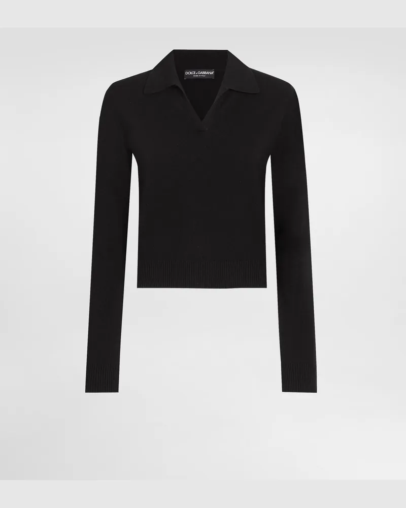 Dolce & Gabbana Polopullover Aus Kaschmir - Frau Strickwaren Schwarz Schwarz