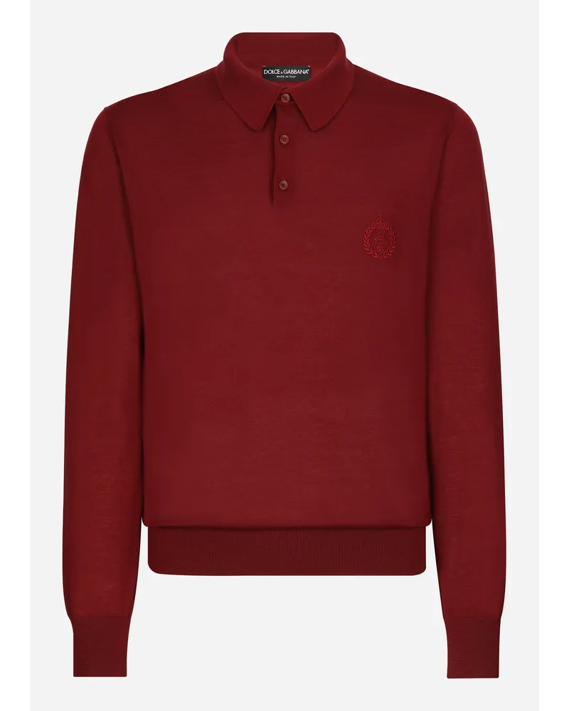 Dolce & Gabbana Poloshirt aus Kaschmir DG-Logostickerei Burgunderrot