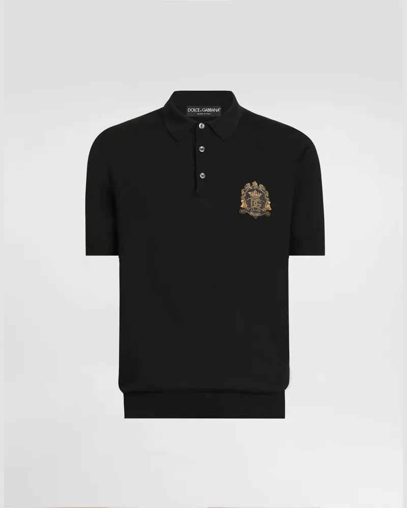 Dolce & Gabbana Virgin Wool Polo Shirt - Mann Strickwaren Schwarz Black