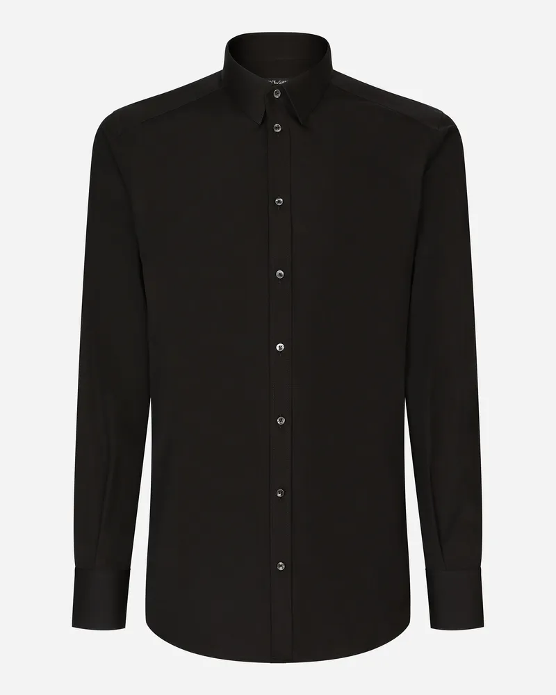 Dolce & Gabbana Hemd Gold-fit Aus Baumwolle - Mann Hemden Schwarz Baumwolle Schwarz