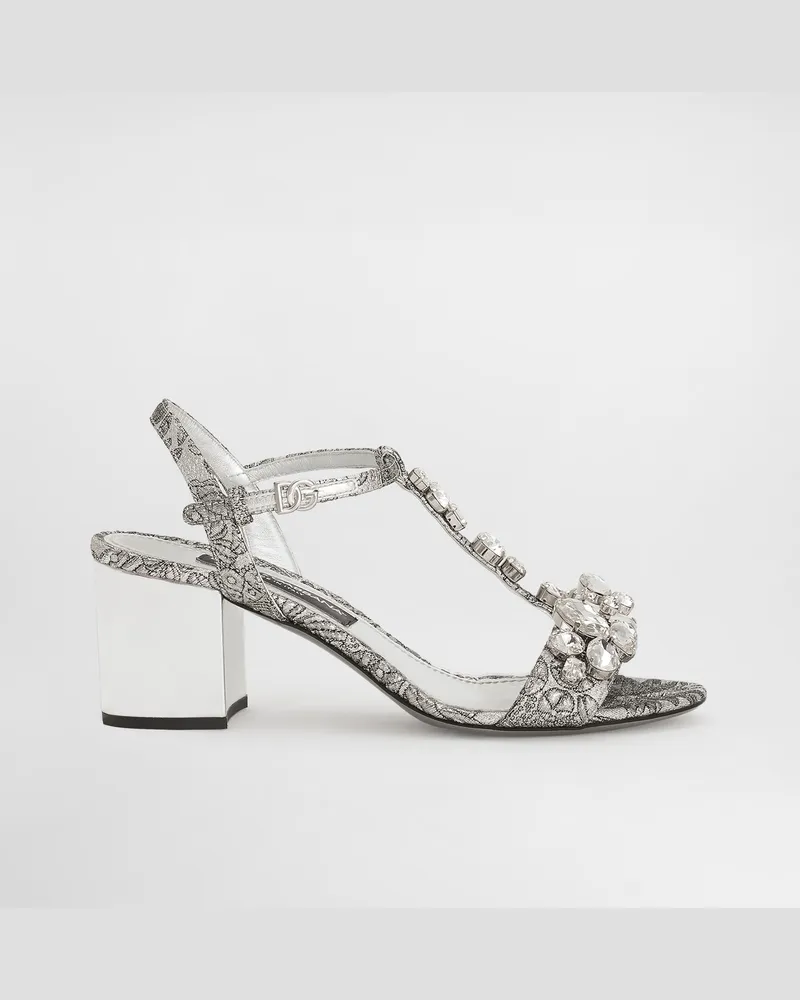 Dolce & Gabbana Brocade Sandals With Stones Embroidery - Frau Collection Multicolor Multicolor