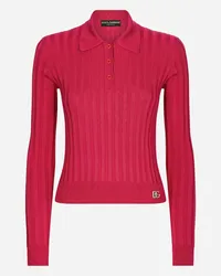 Dolce & Gabbana Cropped-Poloshirt gerippt aus Seide Violett