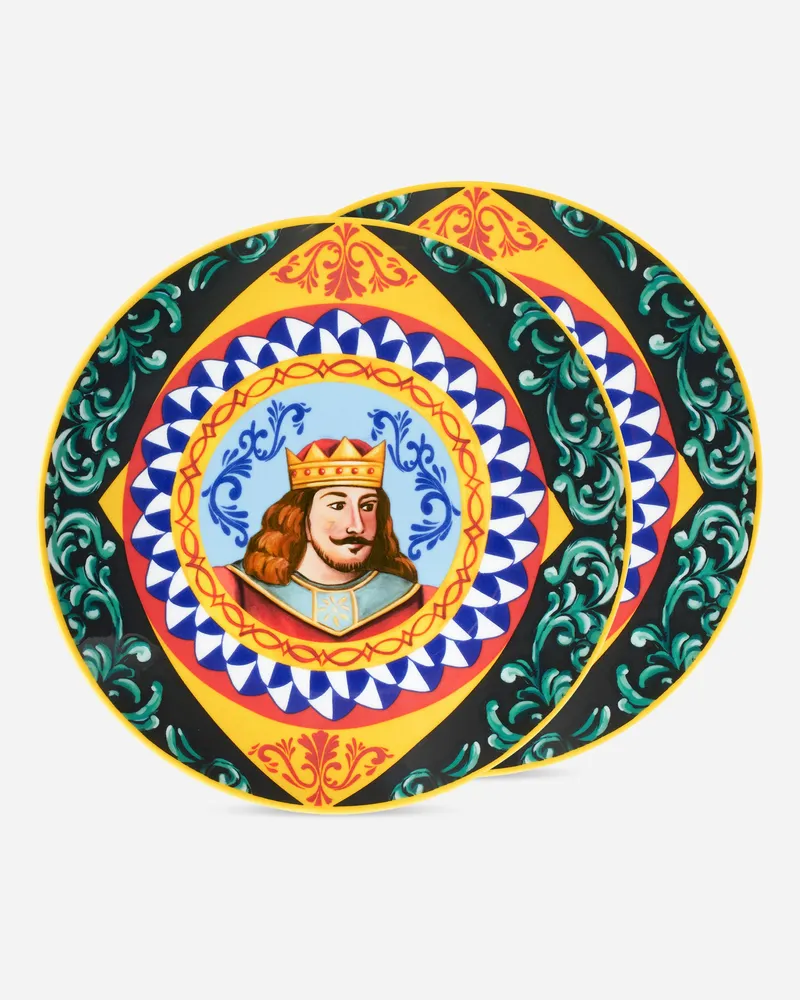 Dolce & Gabbana Set 2 Porcelain Dinner Plates - Flache Teller Mehrfarbig Mehrfarbig