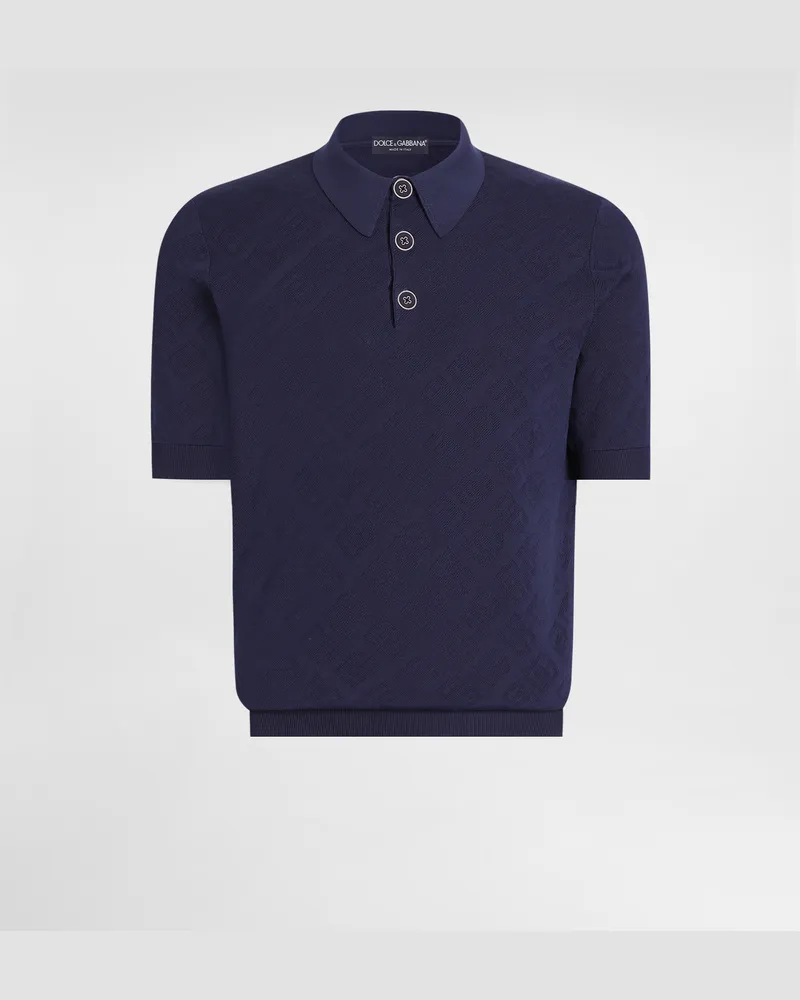 Dolce & Gabbana Silk Polo Shirt - Mann Strickwaren Blau Blue