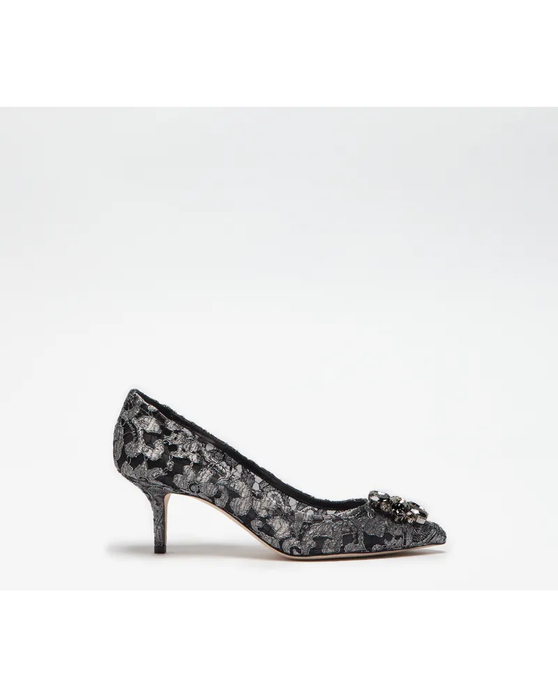 Dolce & Gabbana Lurex lace rainbow pumps with brooch detailing Grau