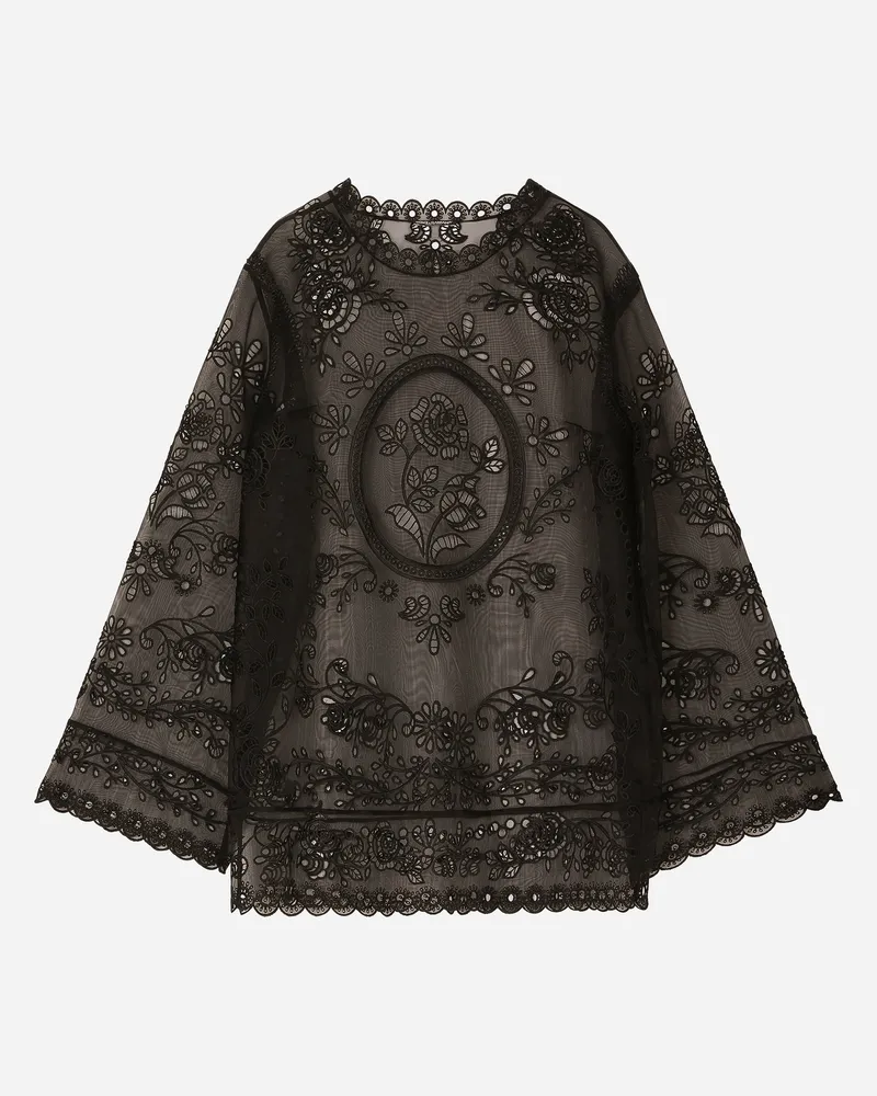 Dolce & Gabbana A-linien-kleid Mit Ausschnittstickerei Aus Krinoline - Frau Kleider Schwarz Stoff Schwarz