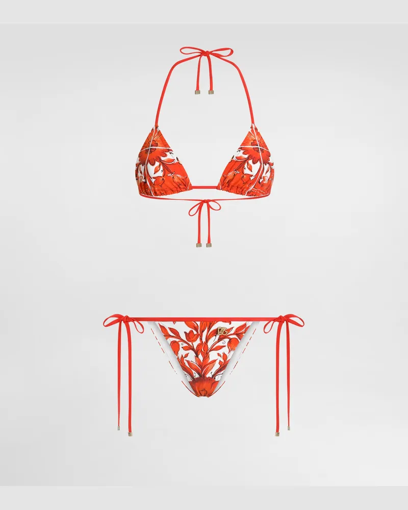 Dolce & Gabbana Bikini Mit Majolika-print - Frau Bademode Multicolor Stoff Multicolor