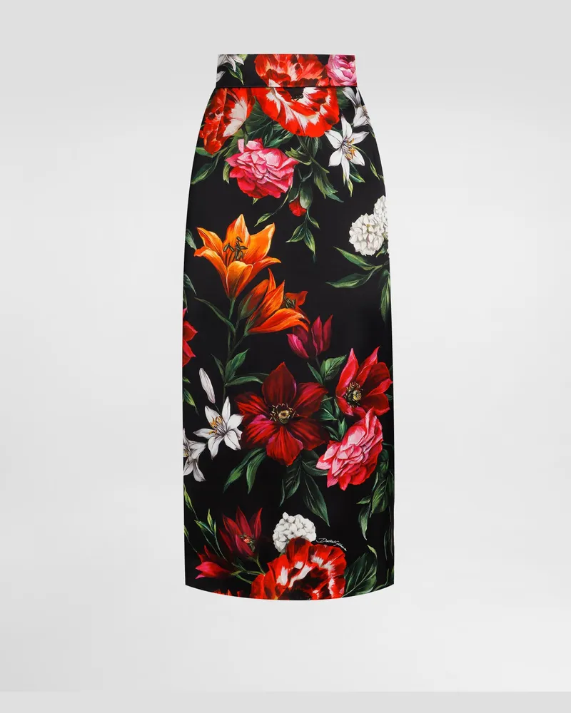 Dolce & Gabbana Rock Aus Satin Mit Blumenprint - Frau Röcke Drucken Drucken