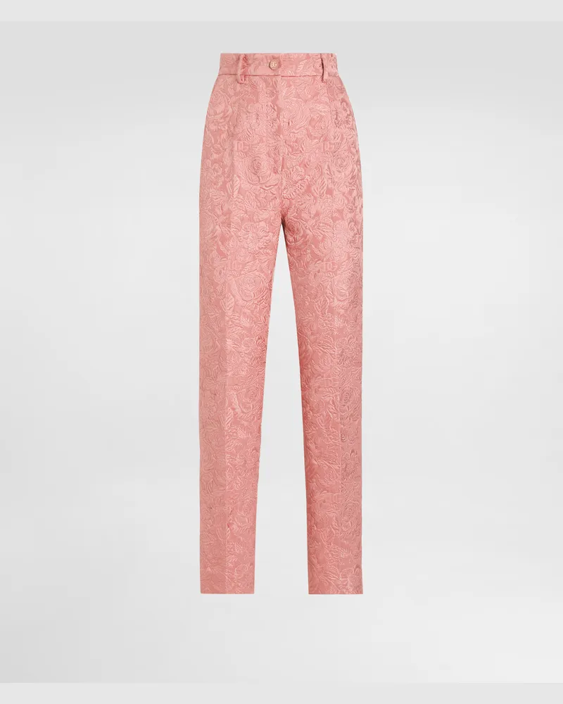 Dolce & Gabbana Sartoriale Hose Aus Floralem Matelassé-jacquard - Frau Hosen Und Shorts Rosa Rosa