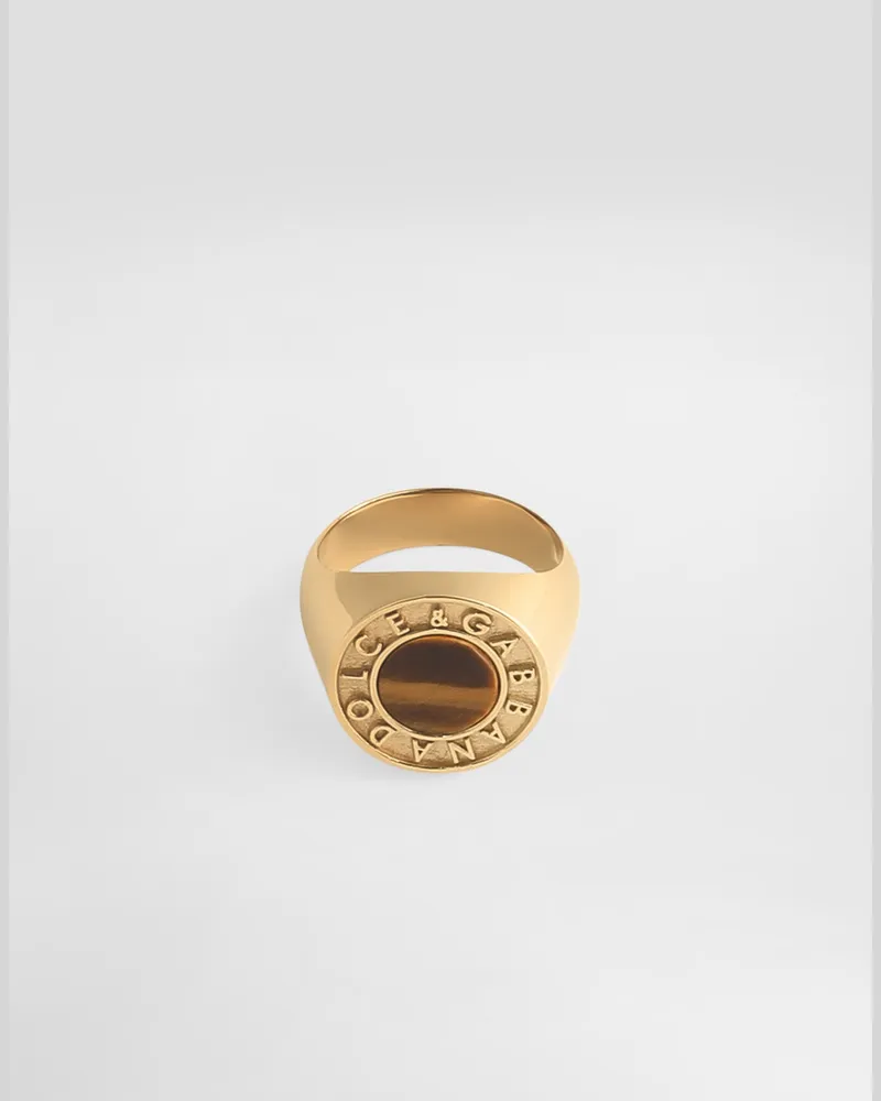 Dolce & Gabbana Logo Ring With Stone - Mann Bijoux Gold Metall Gold
