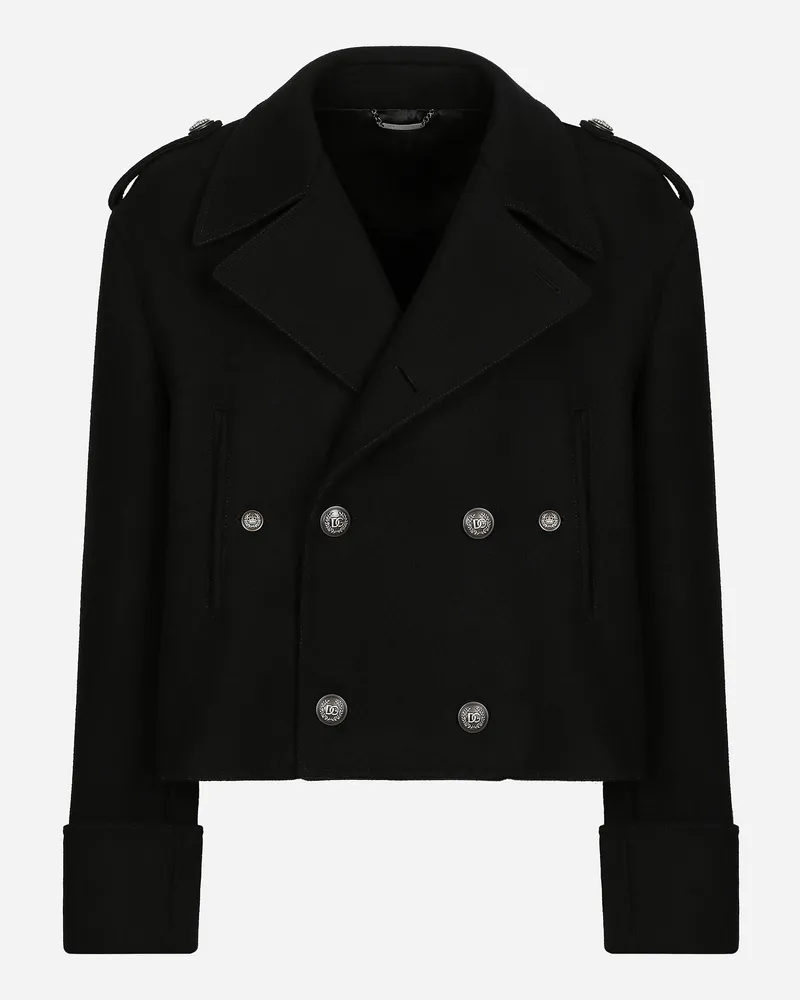 Dolce & Gabbana Kurzer Military-mantel Aus Wolle - Mann Mäntel Und Jacken Schwarz Schwarz