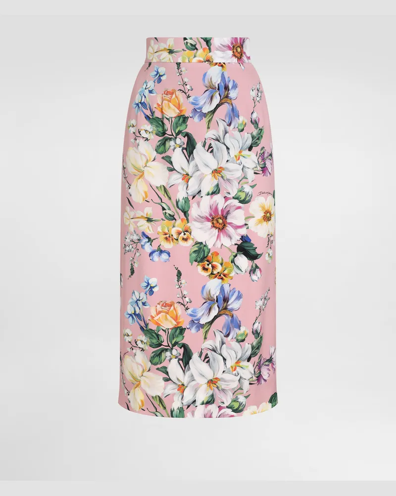 Dolce & Gabbana Longuette-rock Aus Charmeuse Blumenprint - Frau Röcke Drucken Drucken