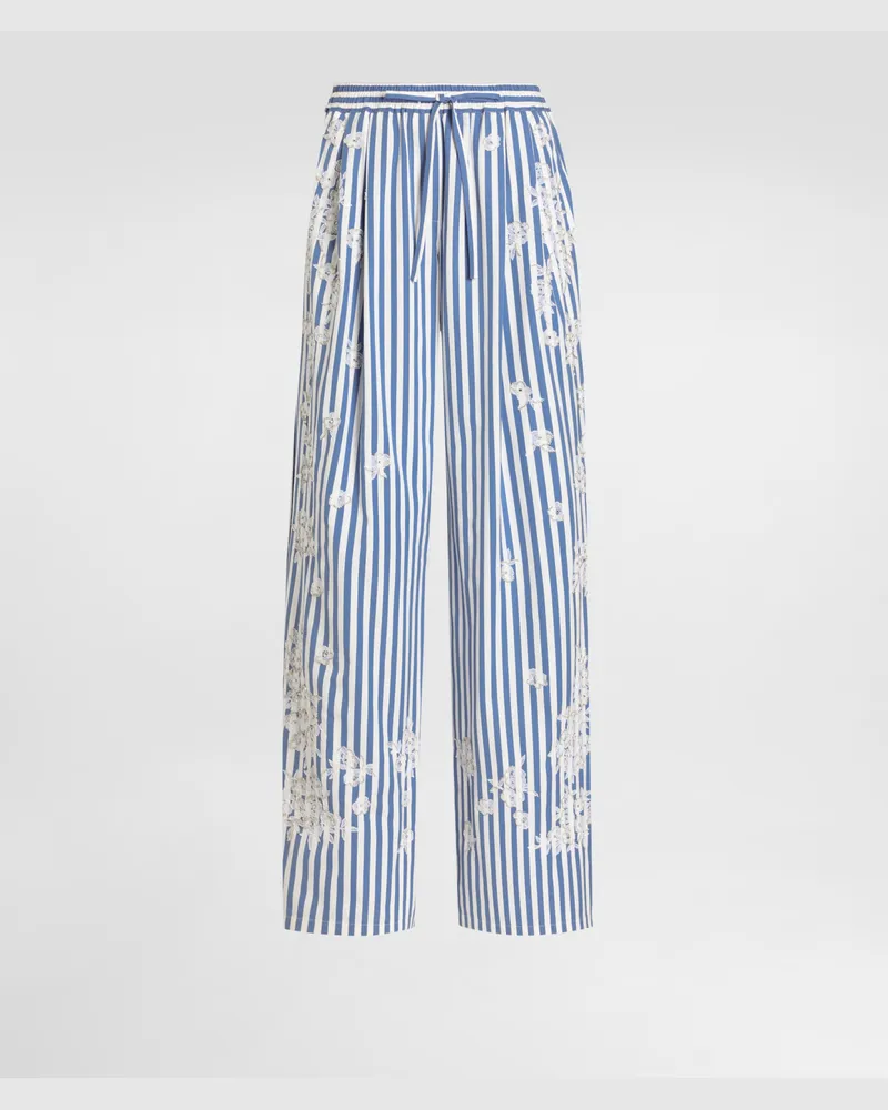 Dolce & Gabbana Striped Poplin Trousers With Embroidery And Rhinestones - Frau Hosen Und Shorts Mehrfarbig Multicolor