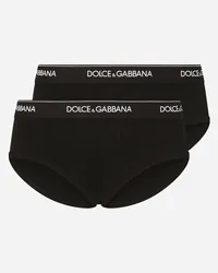 Dolce & Gabbana Bi-Pack Midi-Slip Baumwollstretch Schwarz