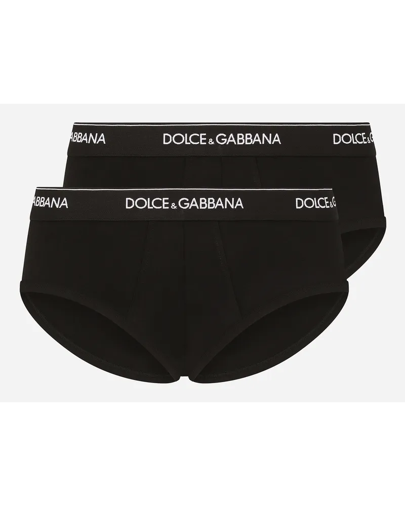 Dolce & Gabbana Bi Pack Midi Slip Baumwollstretch Schwarz