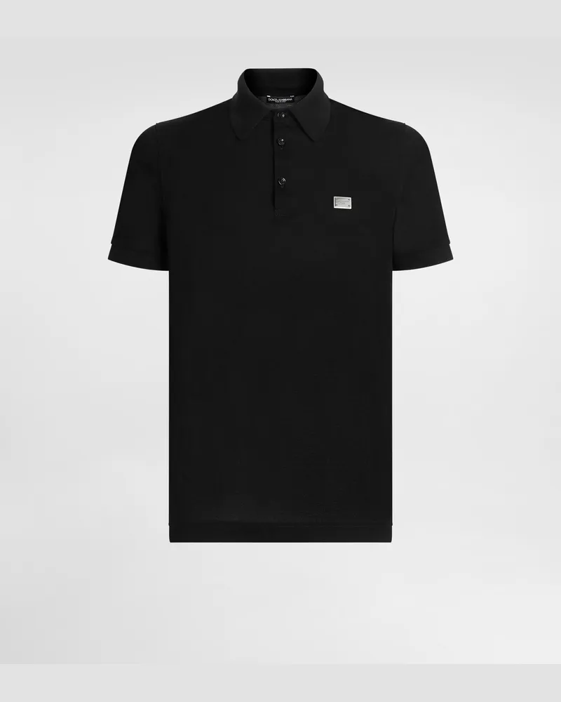 Dolce & Gabbana Poloshirt Aus Baumwolle Mit Logoplakette - Mann T-shirts Und Polos Schwarz Schwarz