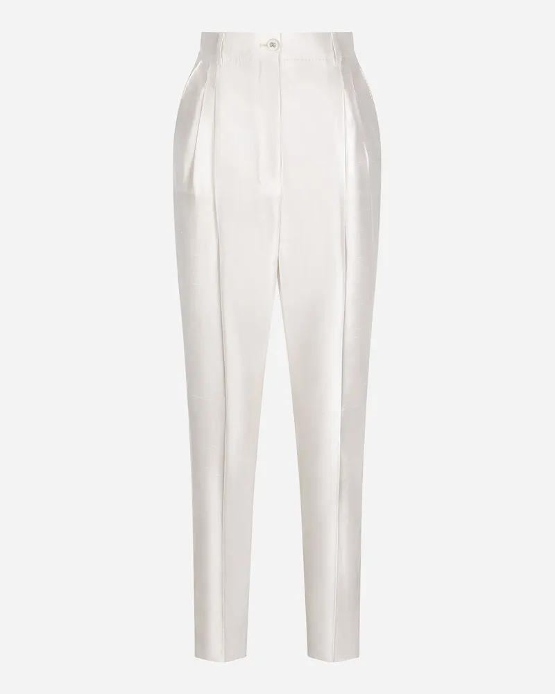 Dolce & Gabbana Hose Aus Shantung - Frau Hosen Und Shorts Wei� Seide Weiss