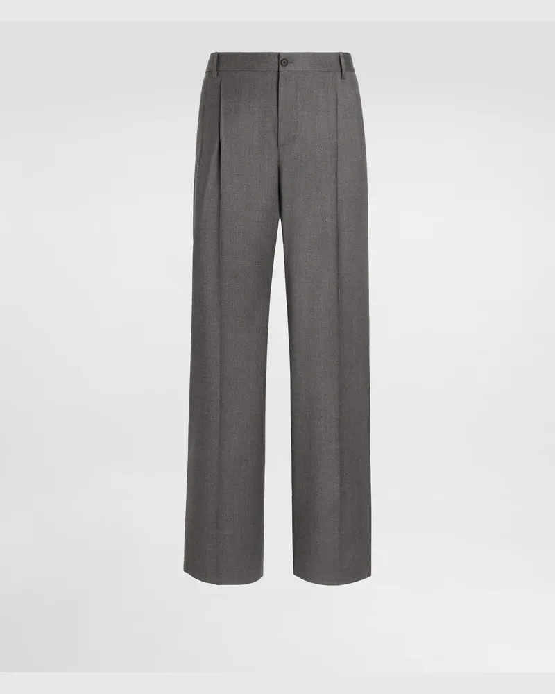 Dolce & Gabbana Flannel Trousers - Mann Hosen Und Shorts Grau Grau