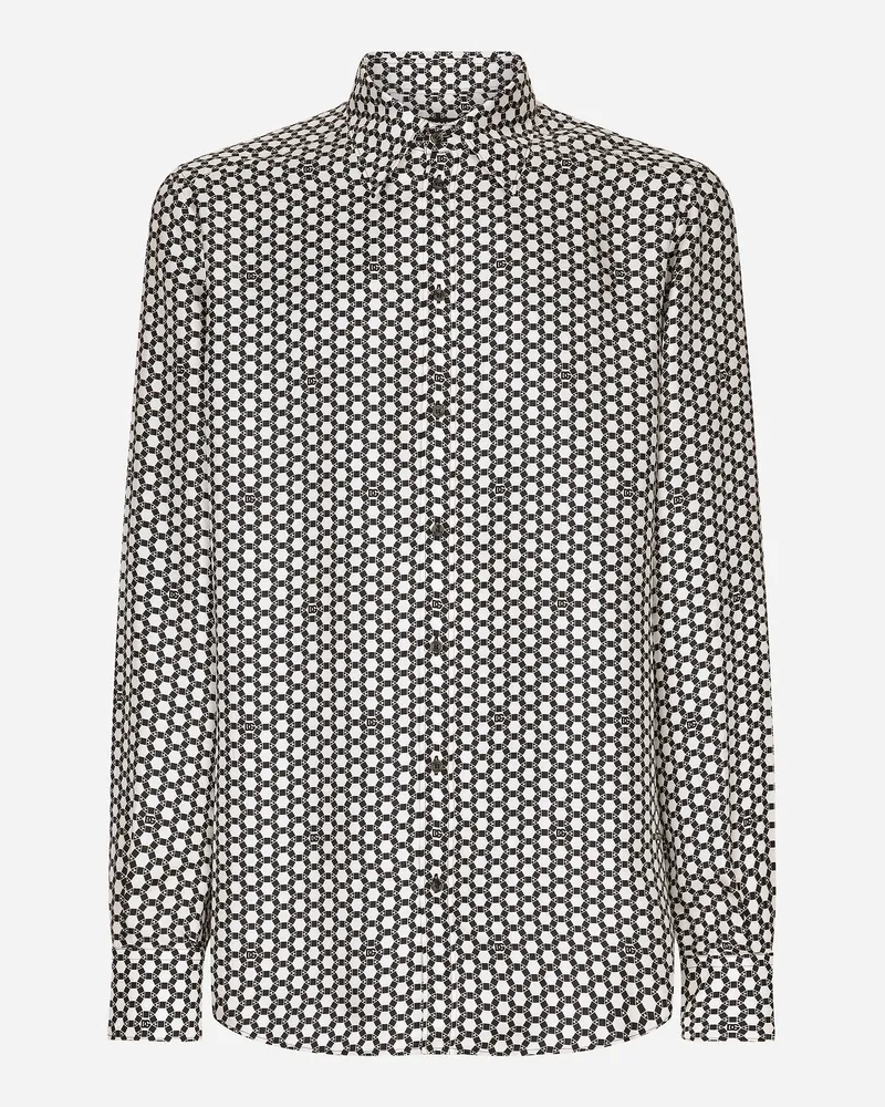Dolce & Gabbana Seidenhemd Martini Dg-print - Mann Hemden Mehrfarbig Mehrfarbig