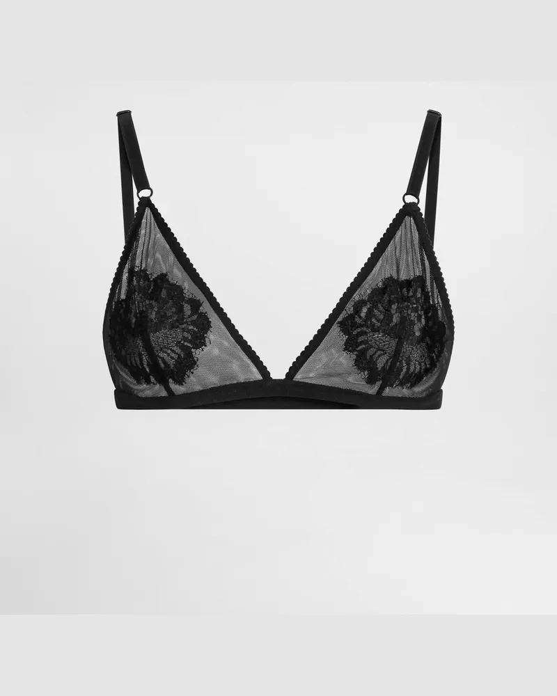 Dolce & Gabbana Soft-cup-triangel-bh Aus Spitze Und Tüll - Frau Unterwäsche Schwarz Black