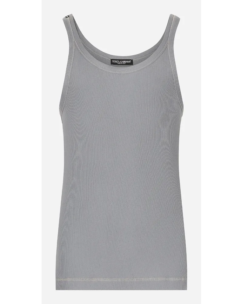 Dolce & Gabbana Geripptes Tanktop Aus Baumwolle Grau