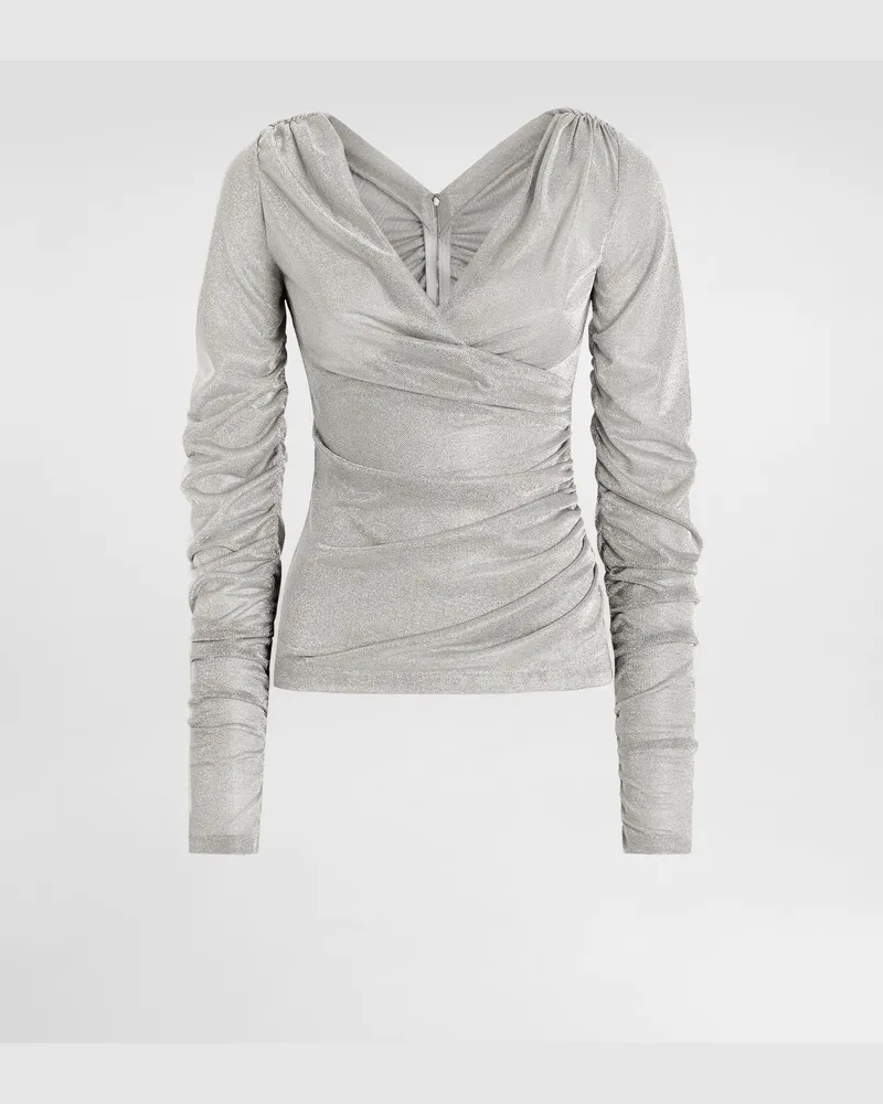 Dolce & Gabbana Lamé Jersey Top - Frau Blusen Und Tops Silber Silver