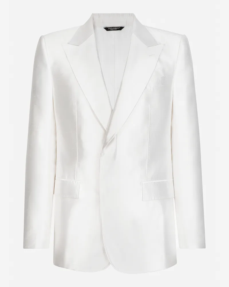 Dolce & Gabbana Einreihige Jacke Sicilia Aus Shantung-seide - Mann Anzüge Und Blazer Wei Weiss