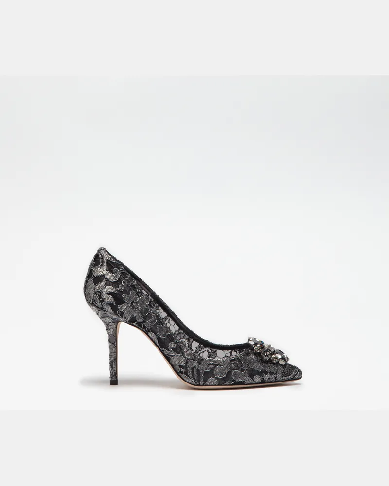 Dolce & Gabbana Pumps Rainbow Aus Lurex-spitze Mit Brosche - Frau Pumps Und Slingbacks Grau Grau