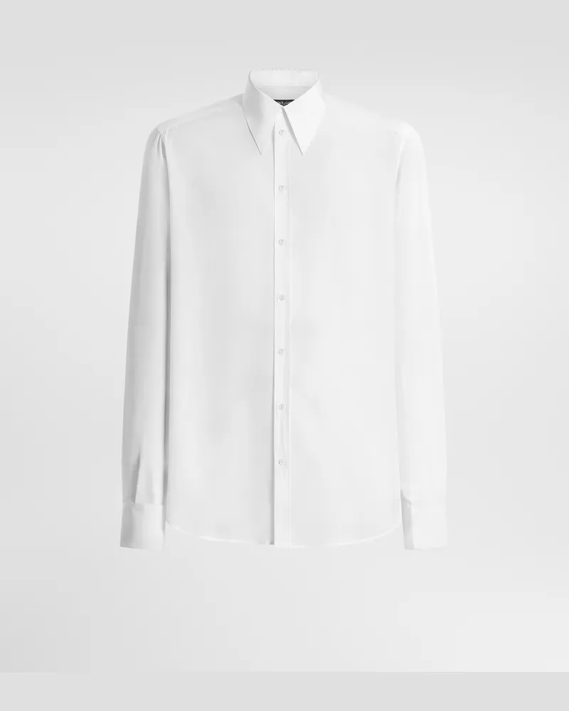 Dolce & Gabbana Hemd Aus Crêpe De Chine In Gold - Mann Hemden Wei Weiss