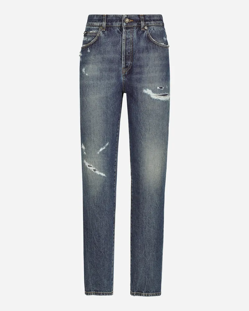 Dolce & Gabbana Jeans Aus Denim Mit Rissen - Frau Denim Mehrfarbig Blau