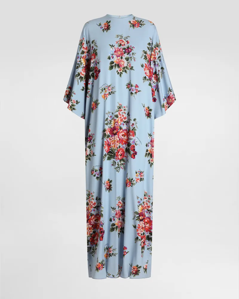 Dolce & Gabbana Flower Bouquet-print Long Charmeuse Dress - Frau Kleider Mehrfarbig Mehrfarbig