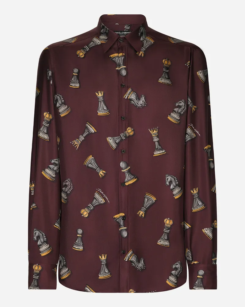 Dolce & Gabbana Hemd Martini Aus Bedruckter Seide - Mann Hemden Drucken Drucken