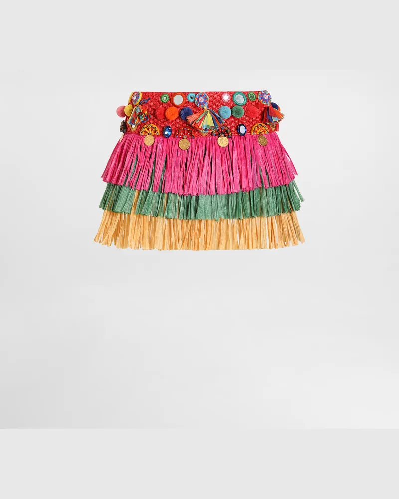 Dolce & Gabbana Minirock Aus Raffia Mit Applikationen - Frau Röcke Mehrfarbig Mehrfarbig
