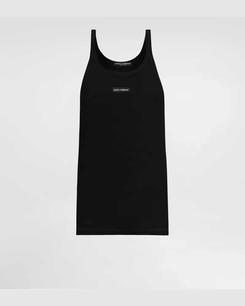 Dolce & Gabbana Cotton Tank Top With Print - Mann T-shirts Und Polos Schwarz Black