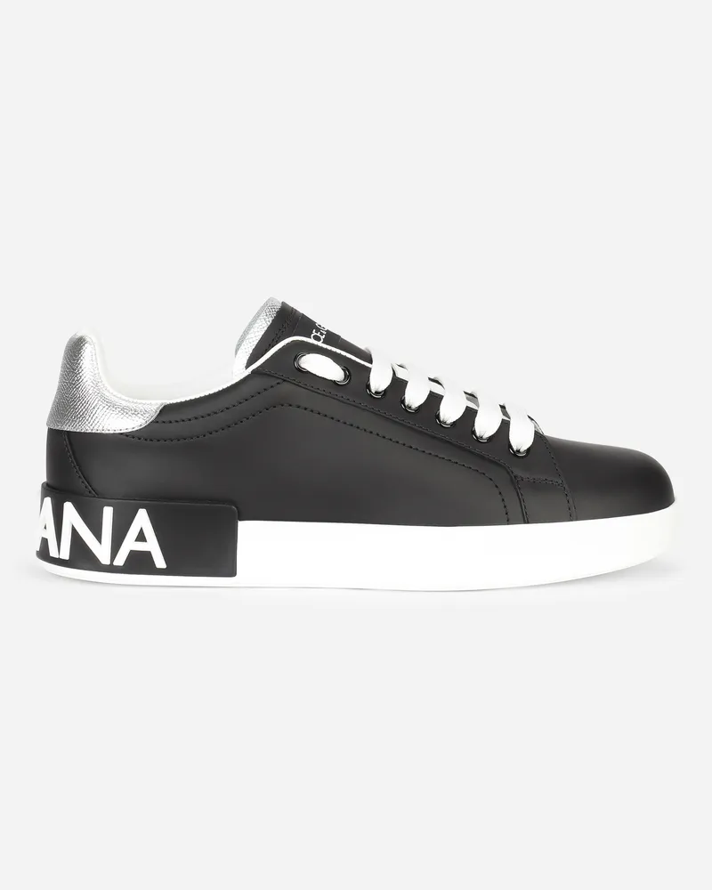 Dolce & Gabbana Sneaker Portofino Aus Kalbsnappaleder - Frau Sneakers Mehrfarbig Leder Schwarz